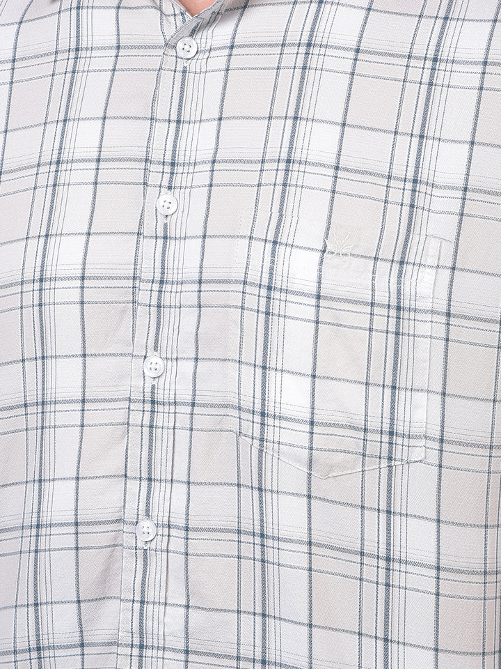Beige Checked 100% Cotton Shirt