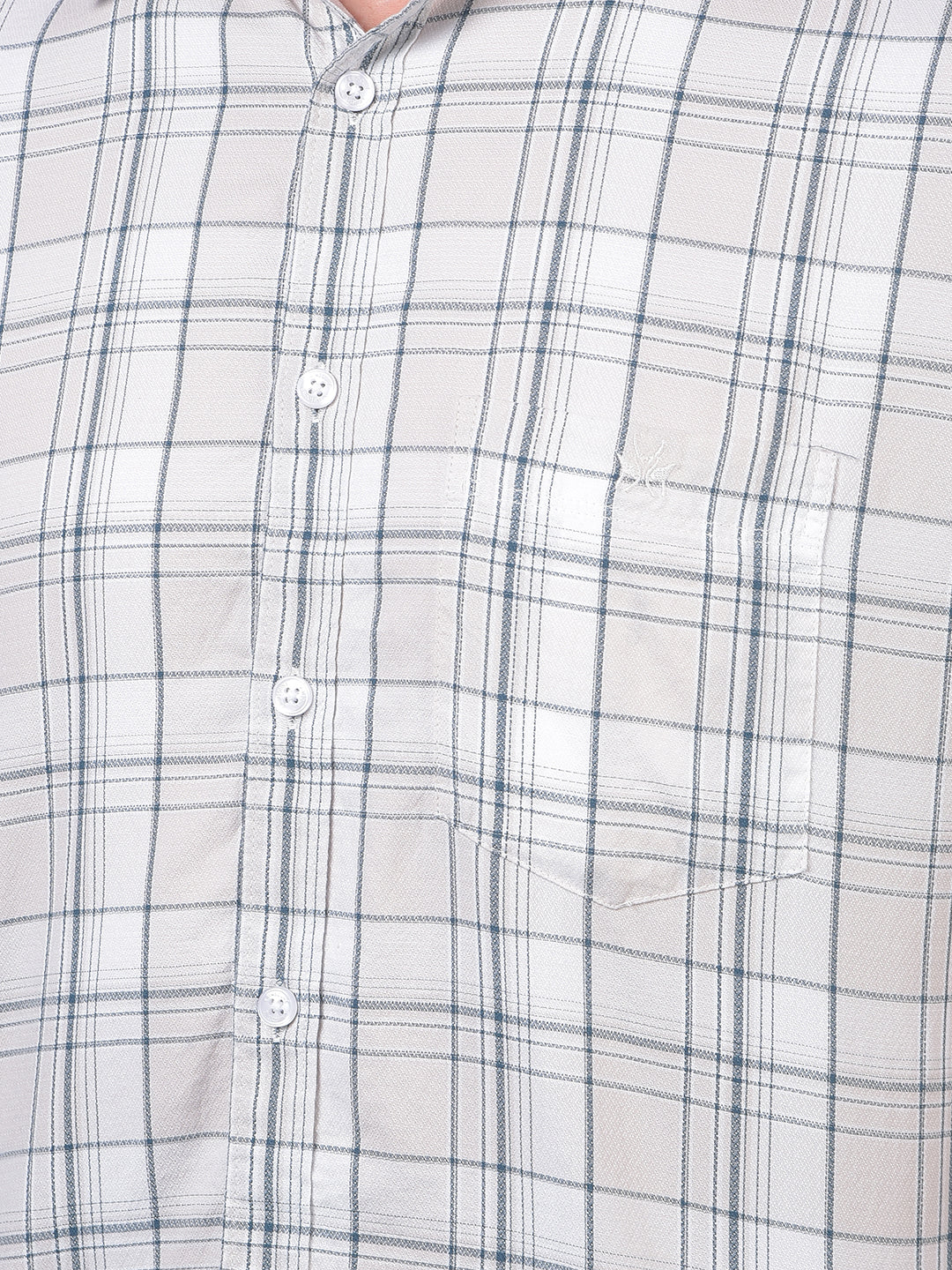 Beige Checked 100% Cotton Shirt