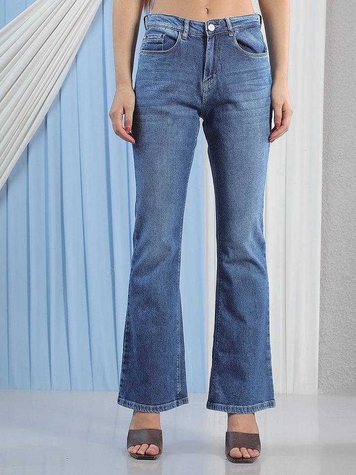 Structured Azure Blue Bootcut Jeans