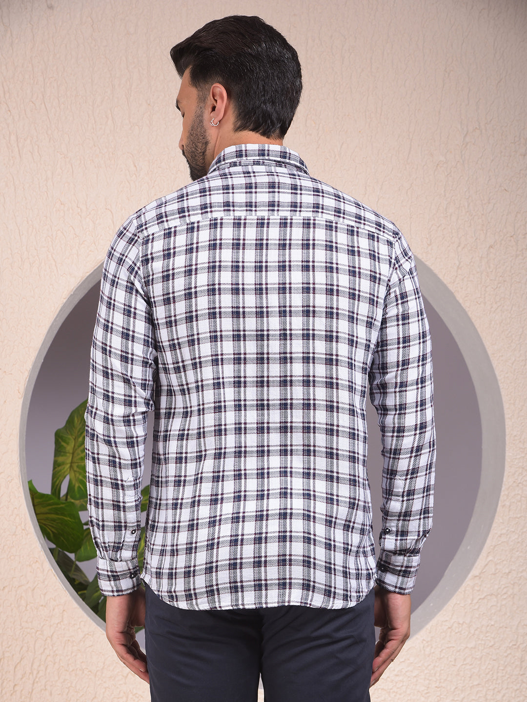 White Checked 100% Cotton Shirt
