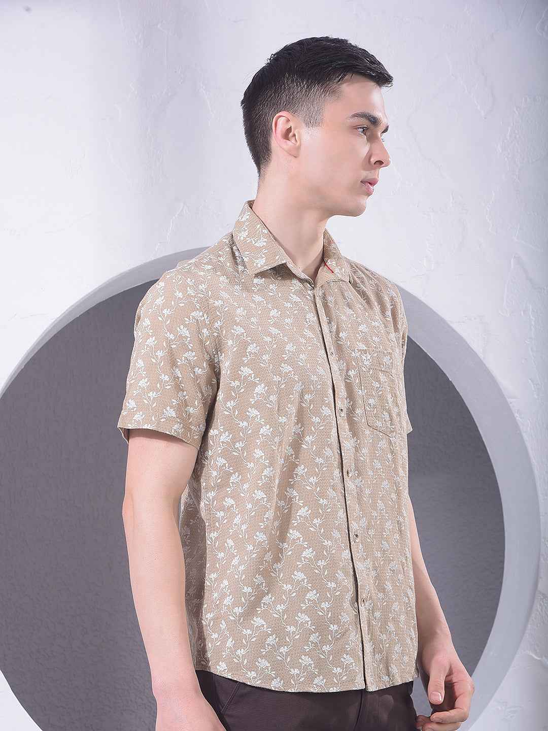 Brown Floral Print Shirt