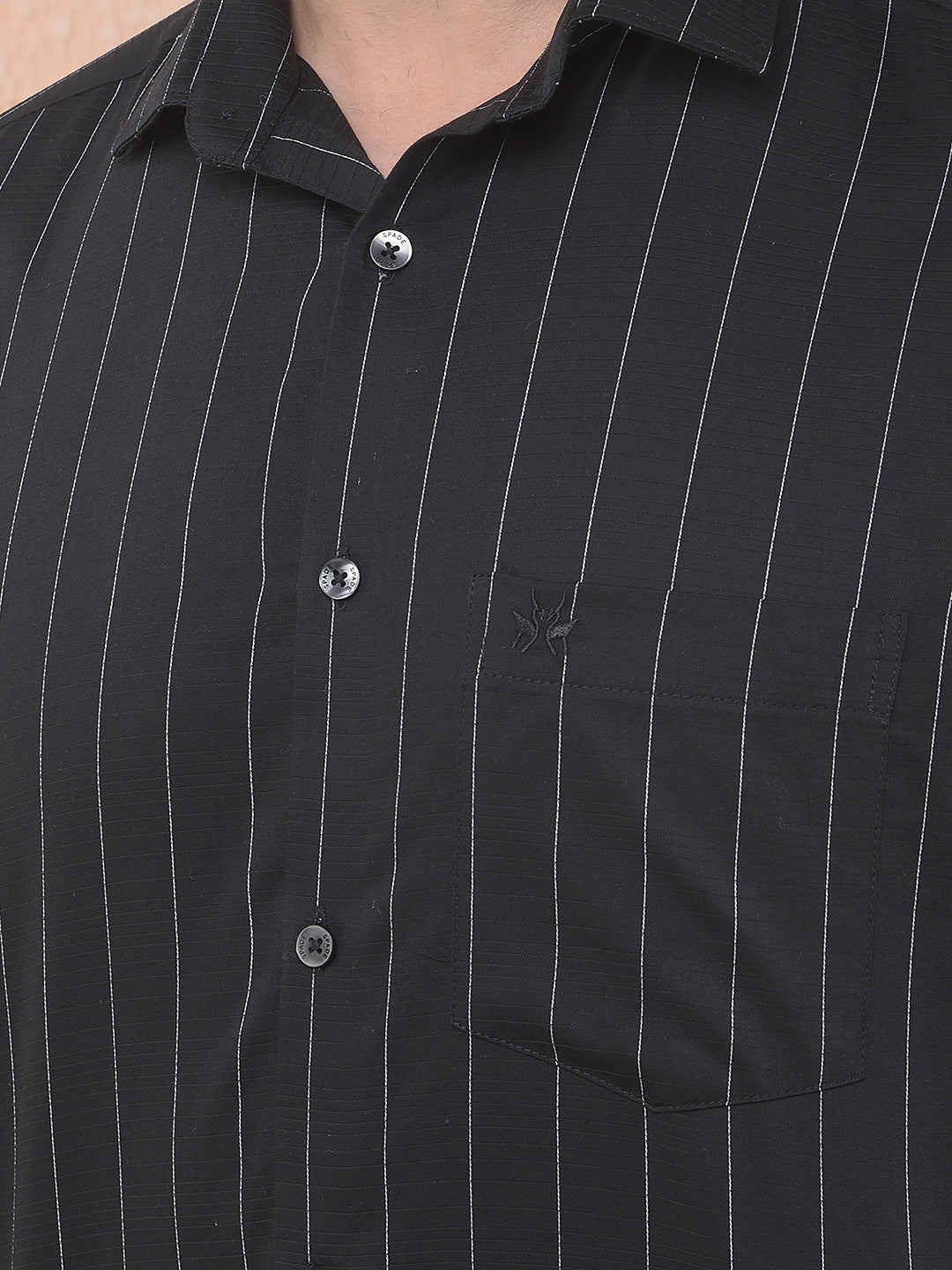 Black Vertical Striped 100% Cotton Shirt