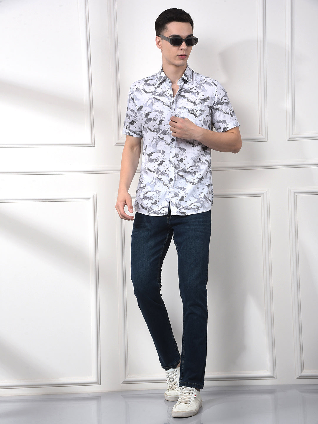 Grey Camouflage Print Shirt