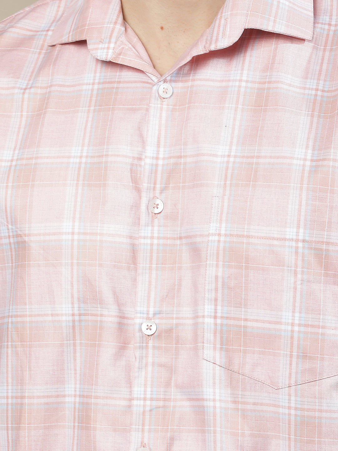 Pink Checked 100% Cotton Shirt