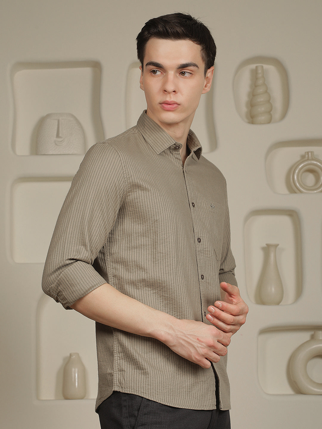 Modern Moss Green Striped Shirt