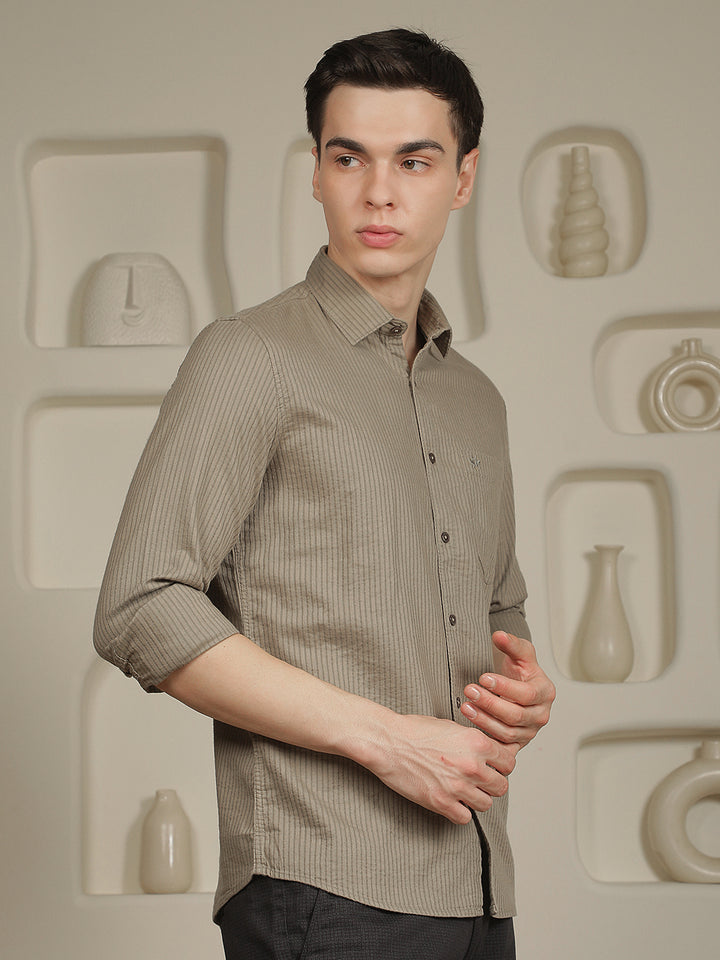 Modern Moss Green Striped Shirt