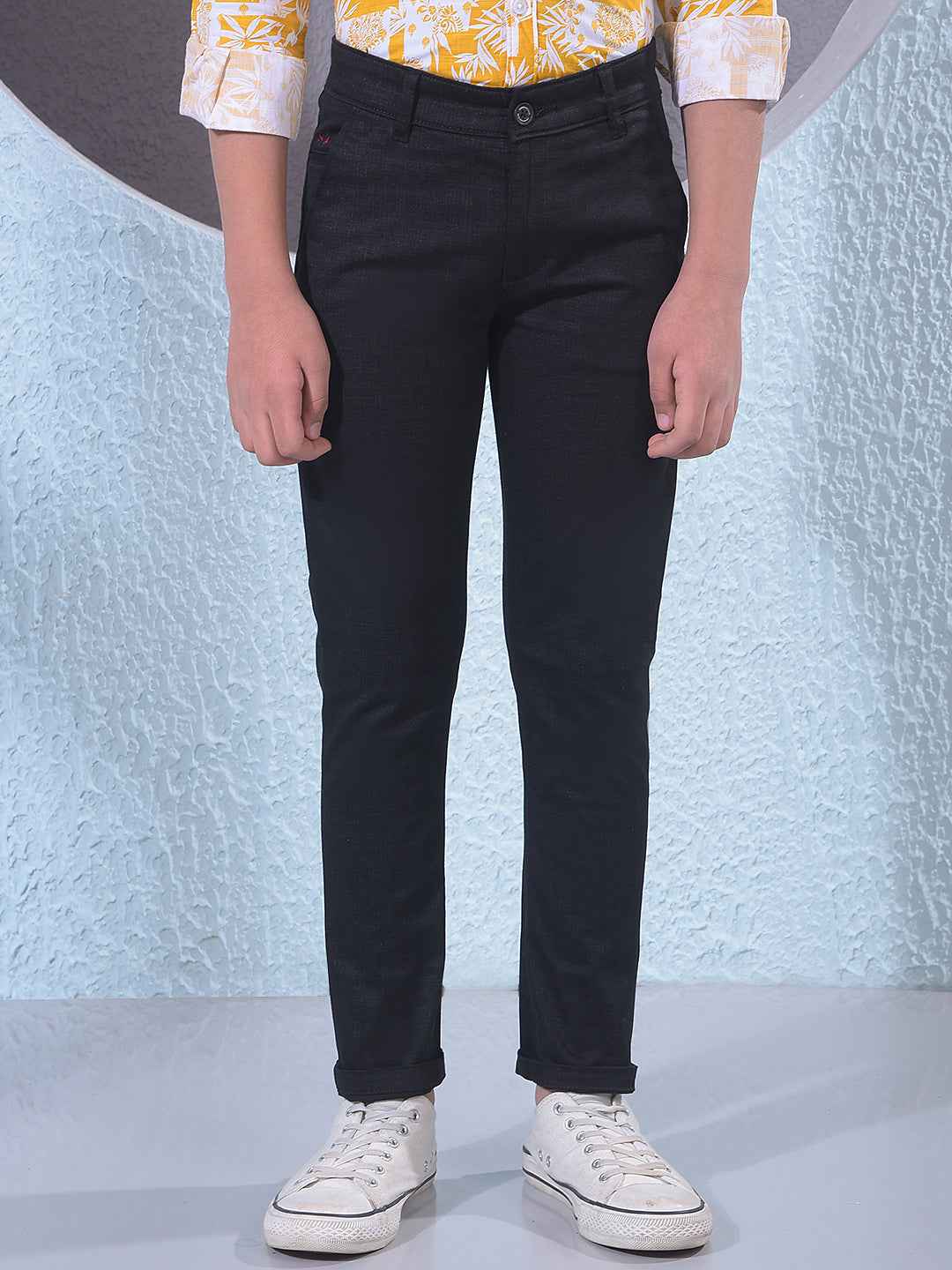 Black Textured Trousers