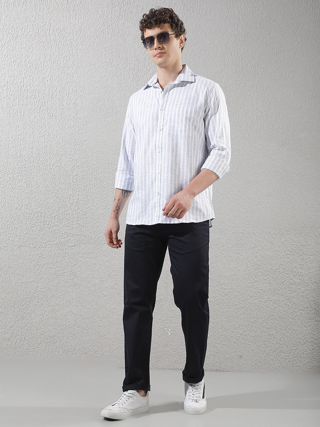 Navy Blue Straight Trousers