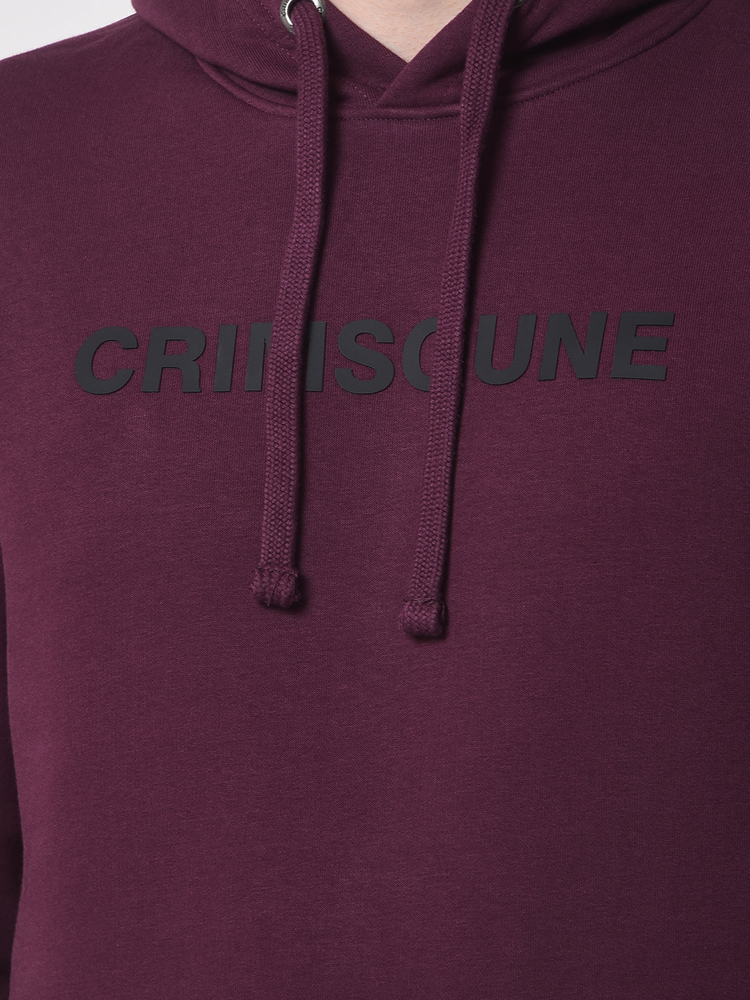 Wine Typographic Print Hooded Neck Sweatshirt