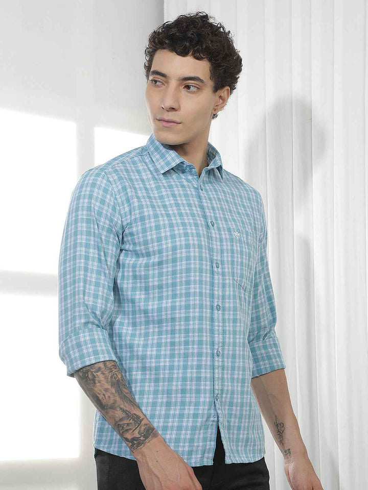 Blue Checked 100% Cotton Shirt