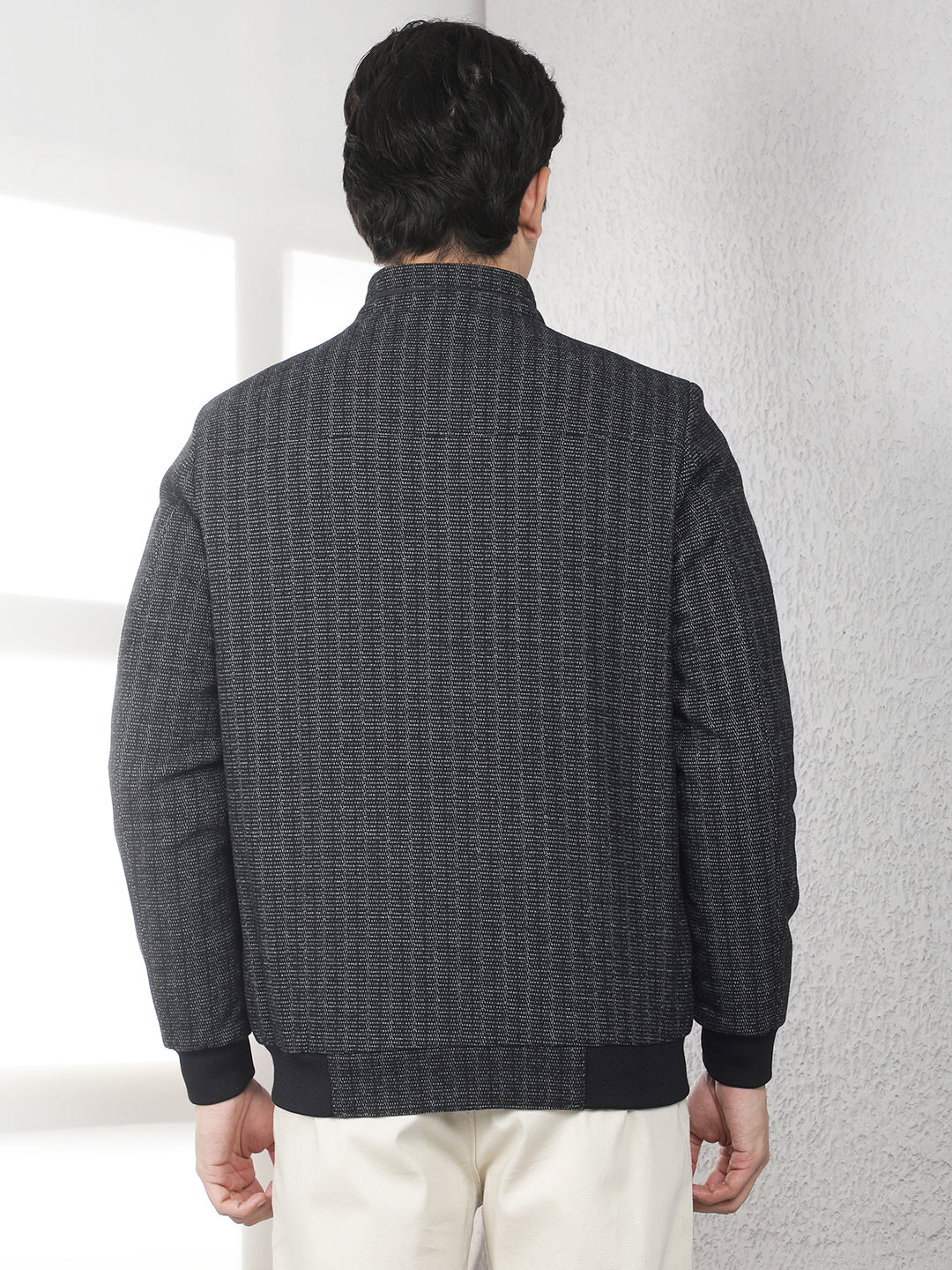 Refined Shadow Black Bomber Jacket