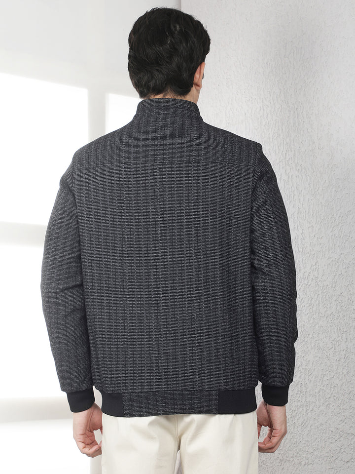 Refined Shadow Black Bomber Jacket