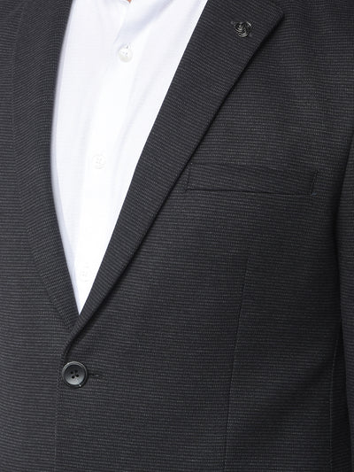 Black Notched Lapel Single-Breasted Blazer