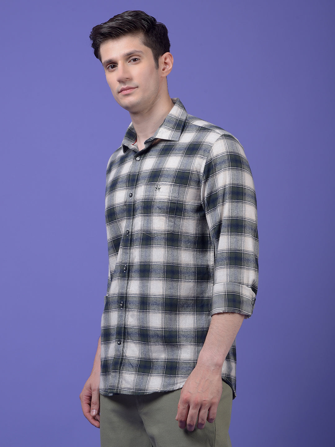 Green Checked 100% Cotton Shirt