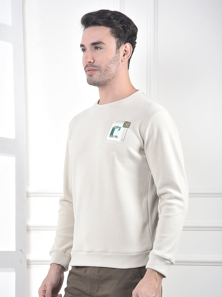 Beige Graphic Print Sweatshirt