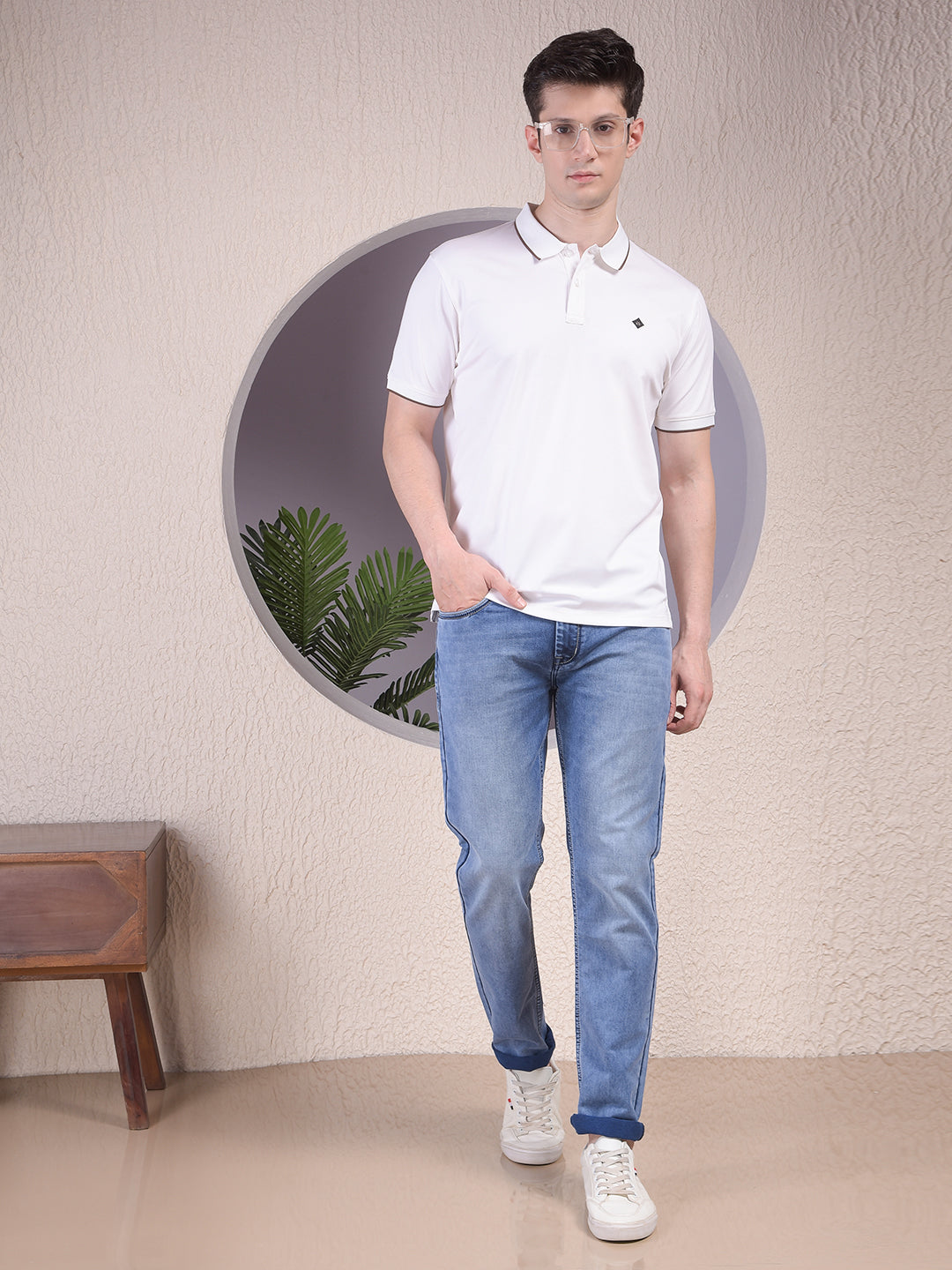 White Polo-Neck T-Shirt