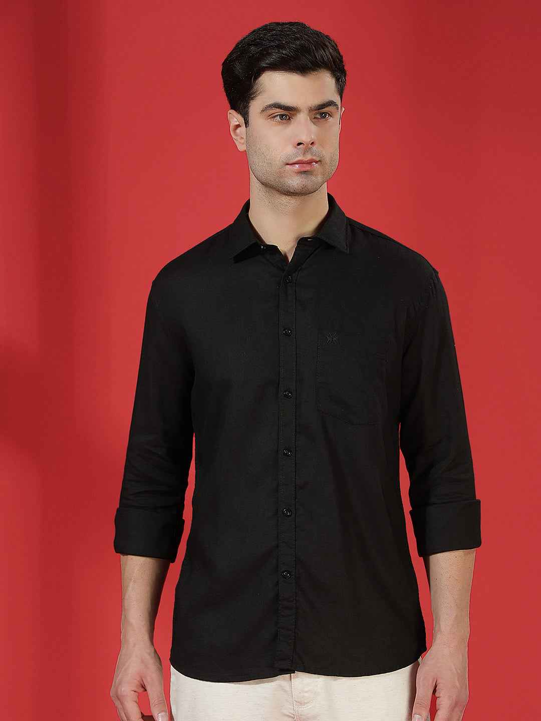 Black Lightweight Linen Summer Shirt