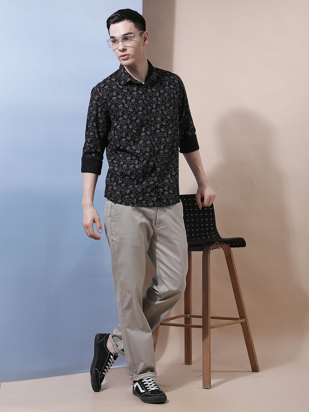 Black Floral Print Shirt