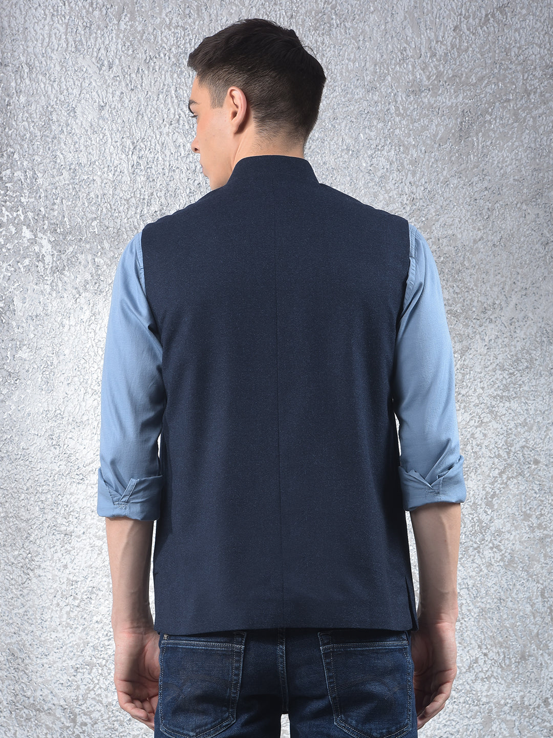 Navy Blue Sleeveless Waist Coat