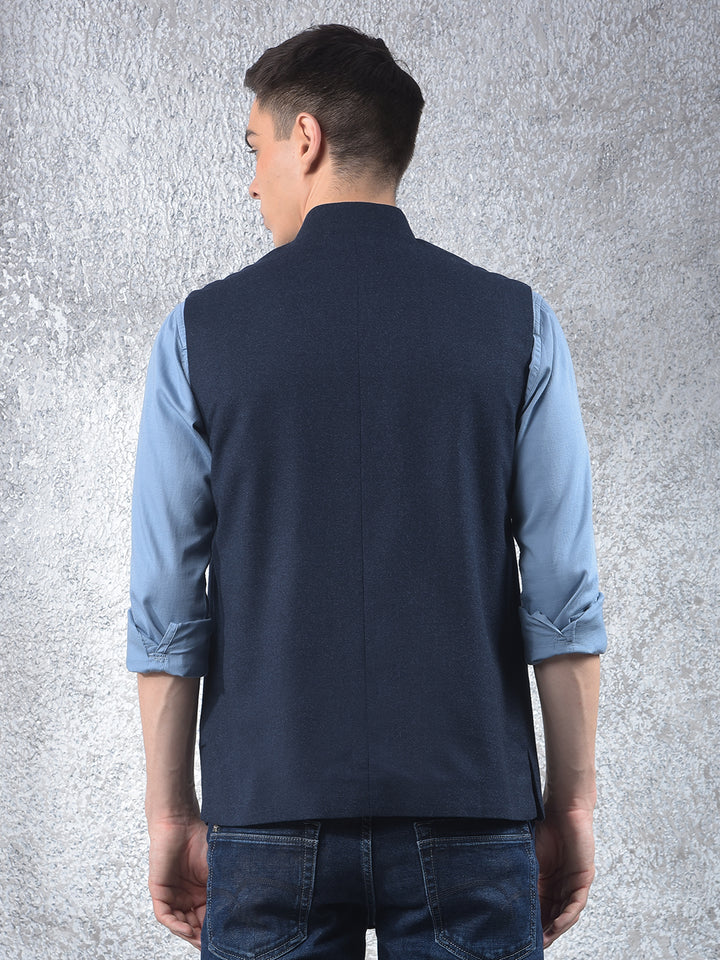 Navy Blue Sleeveless Waist Coat