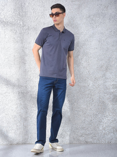 Blue Polo Neck T-Shirt