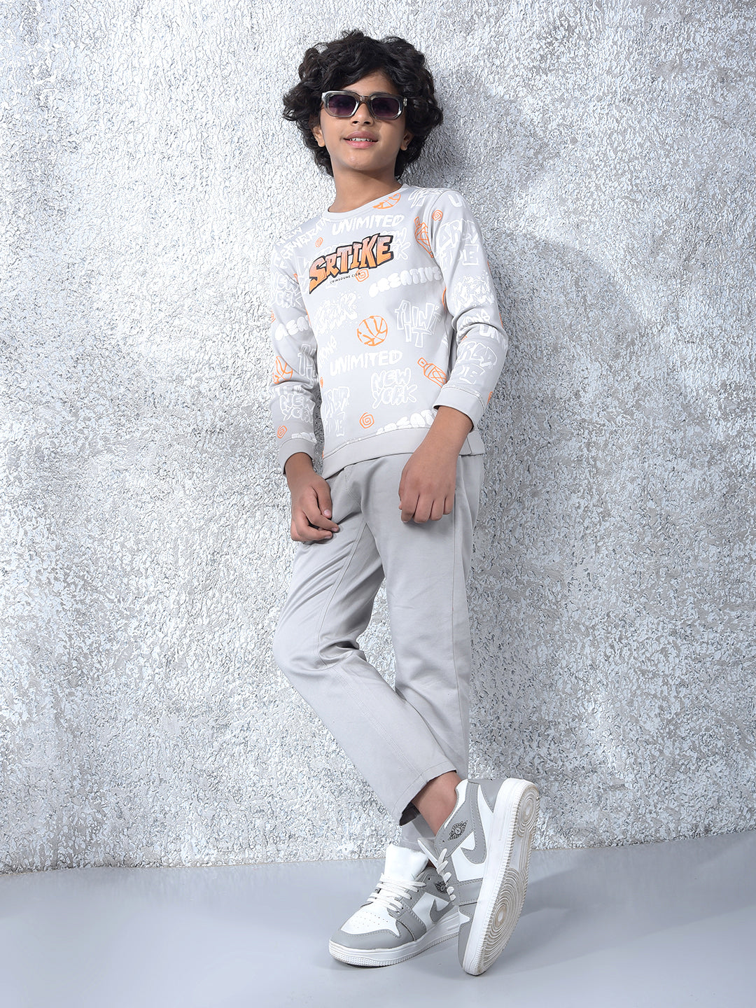 Grey Typographic Print Sweatshirt