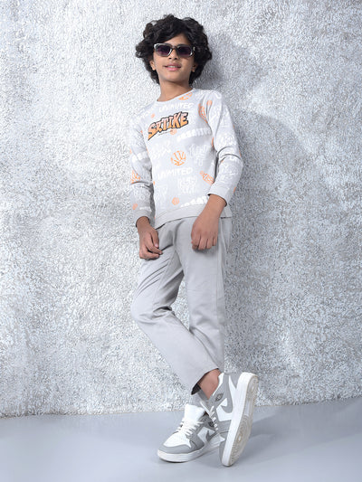 Grey Typographic Print Sweatshirt