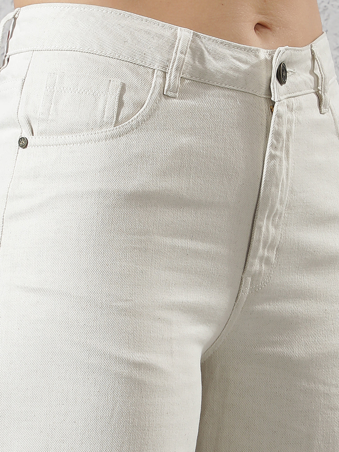 White Linen Wide-Leg Jeans