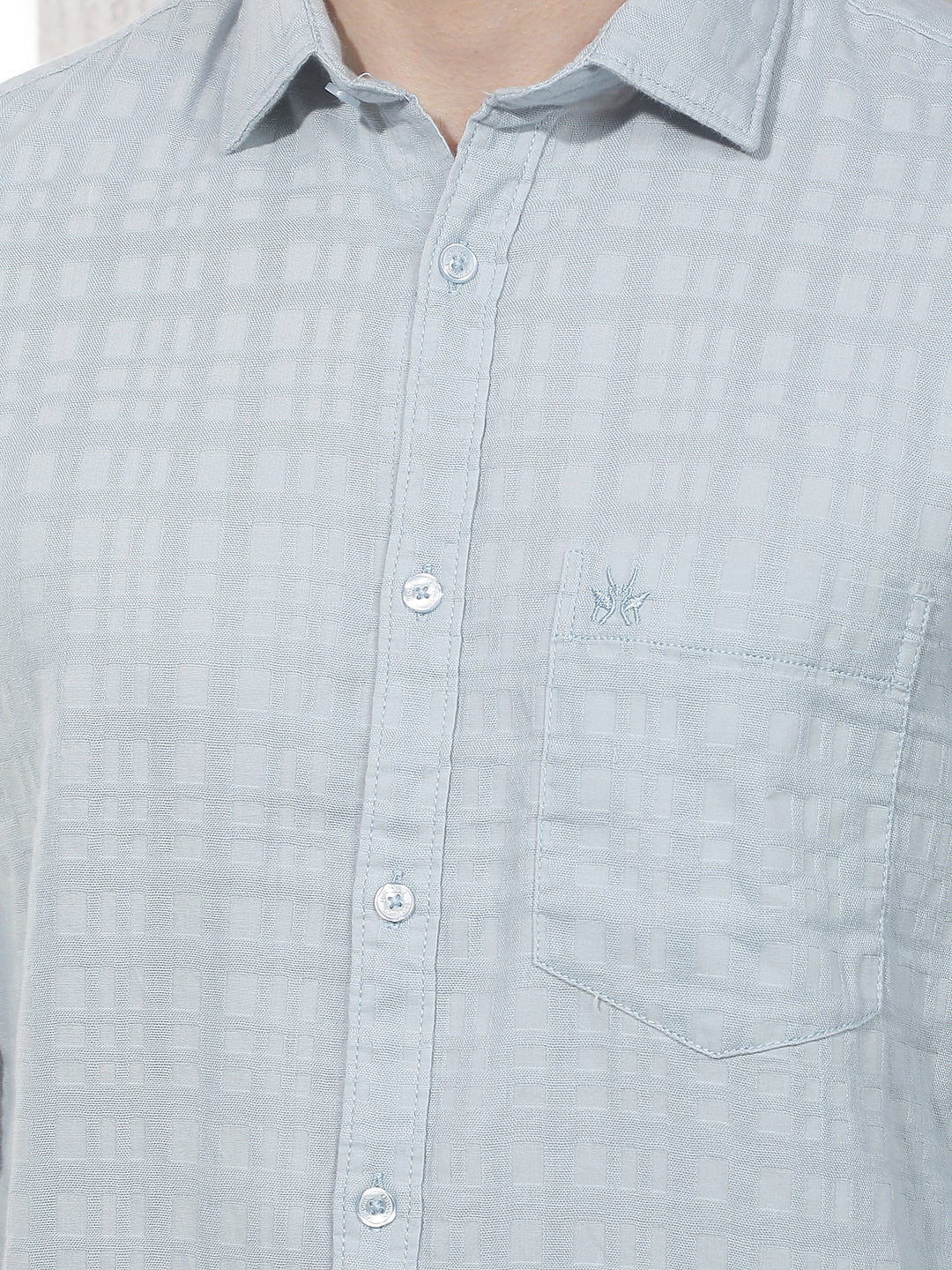 Blue Jacquard 100% Cotton Shirt