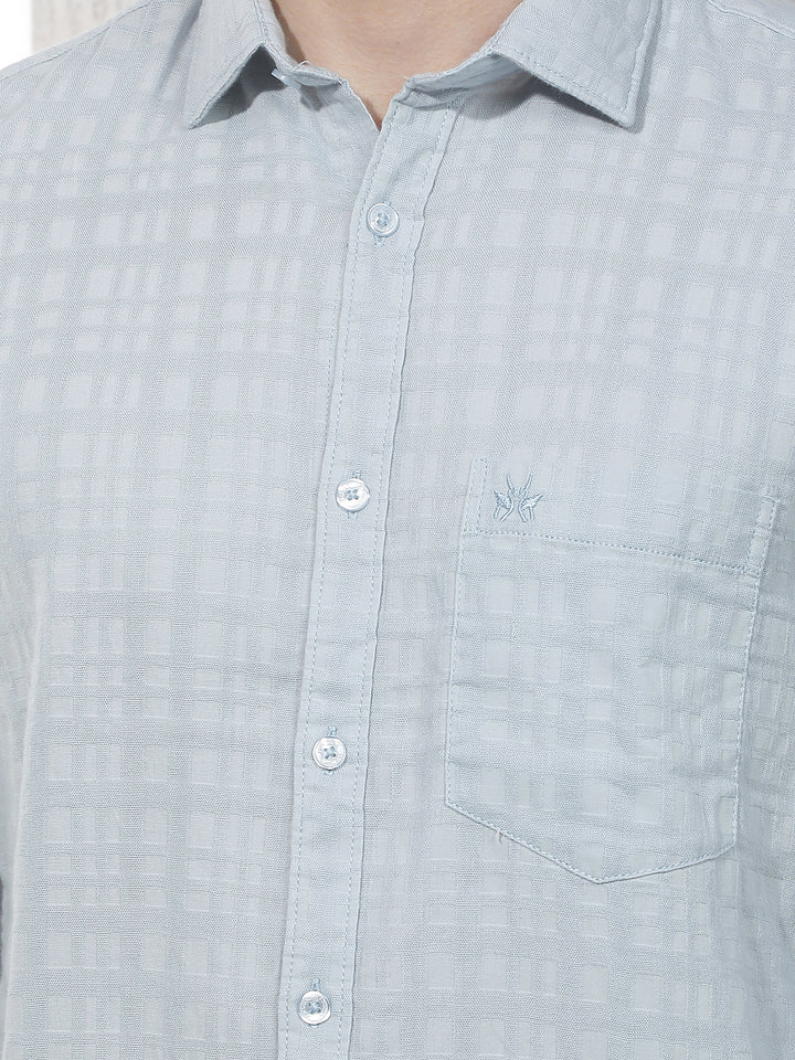 Blue Jacquard 100% Cotton Shirt