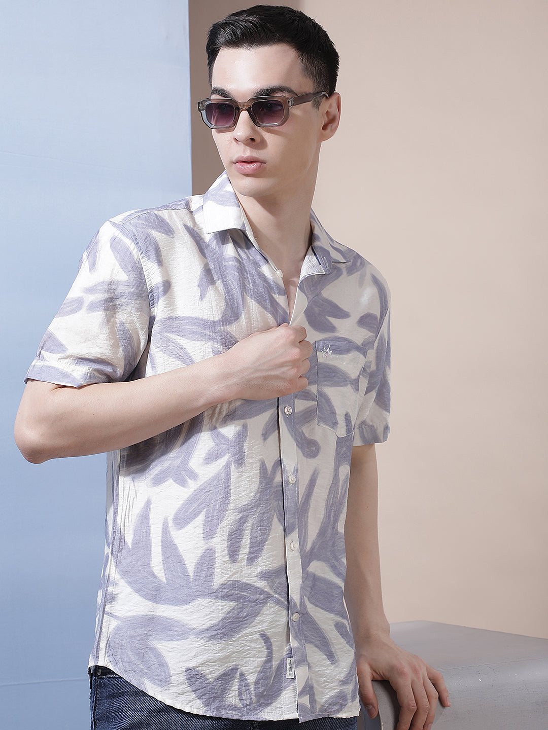 Purple Floral Printed Shirt