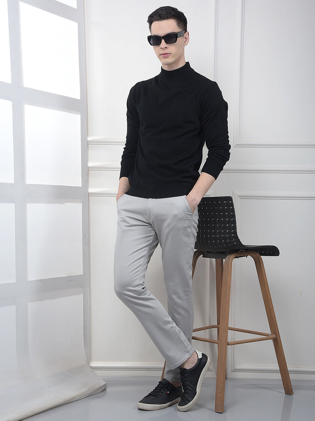 Black High-Neck Knitted Sweater