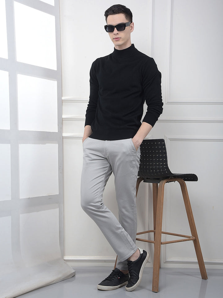 Black High-Neck Knitted Sweater