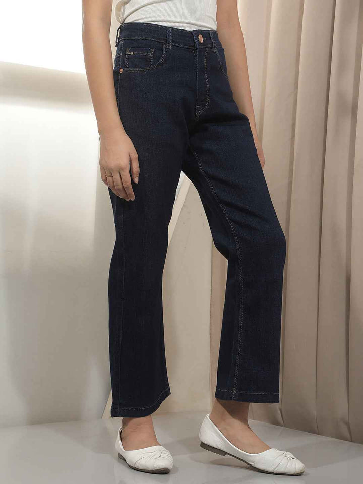 Navy Blue Straight Jeans