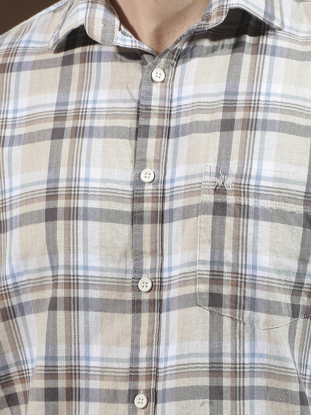 Yellow 100% Cotton Checked Shirt
