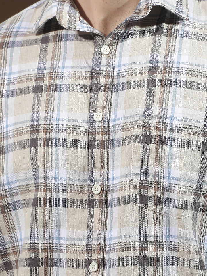 Yellow 100% Cotton Checked Shirt