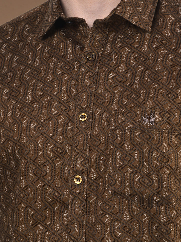 Rustic Brown Printed Shirt