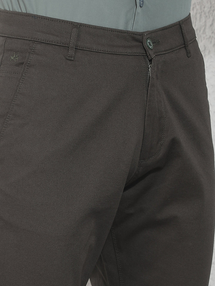 Midnightflex Slim Dobby Olive Trousers-Men Trousers-Crimsoune Club