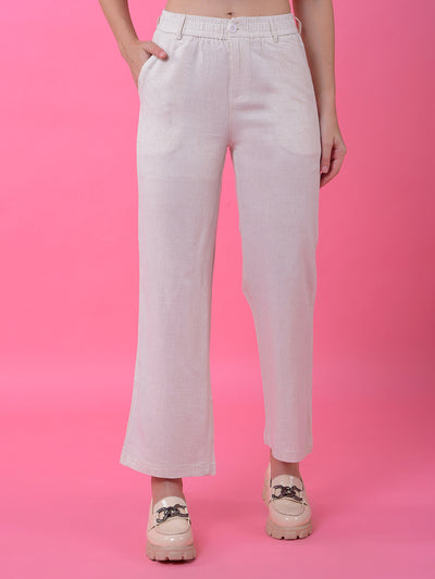 White Straight Linen Trousers