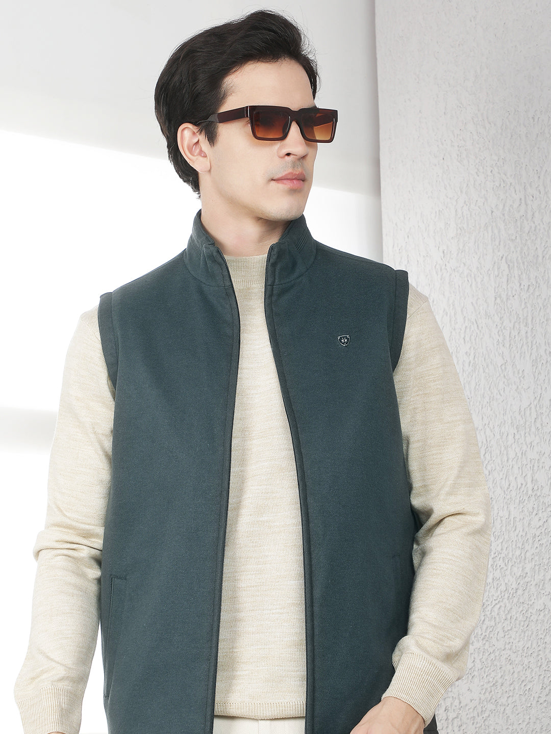 Teal Green Sleeveless Jacket