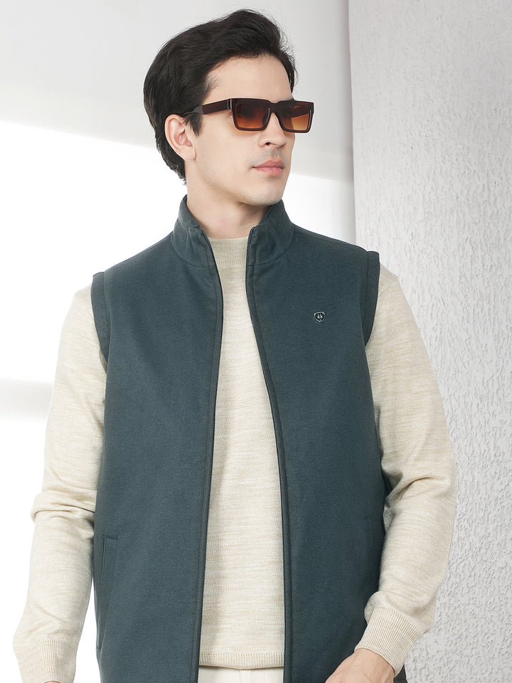 Teal Green Sleeveless Jacket