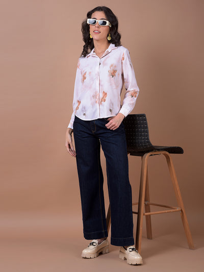 Peach Floral Print Shirt