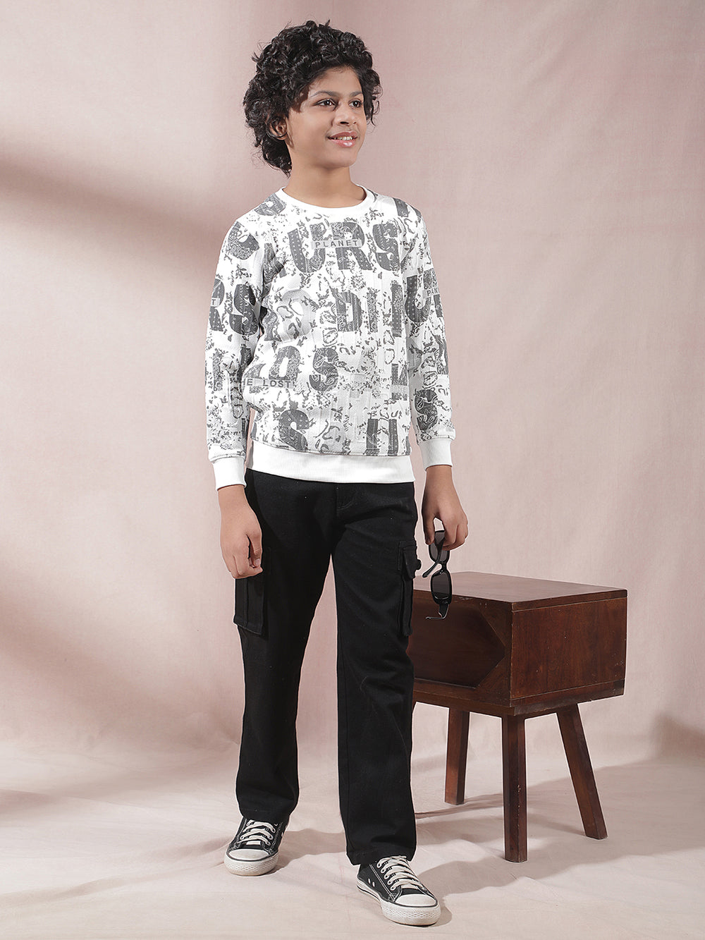Cream Typographic Print Sweatshirt