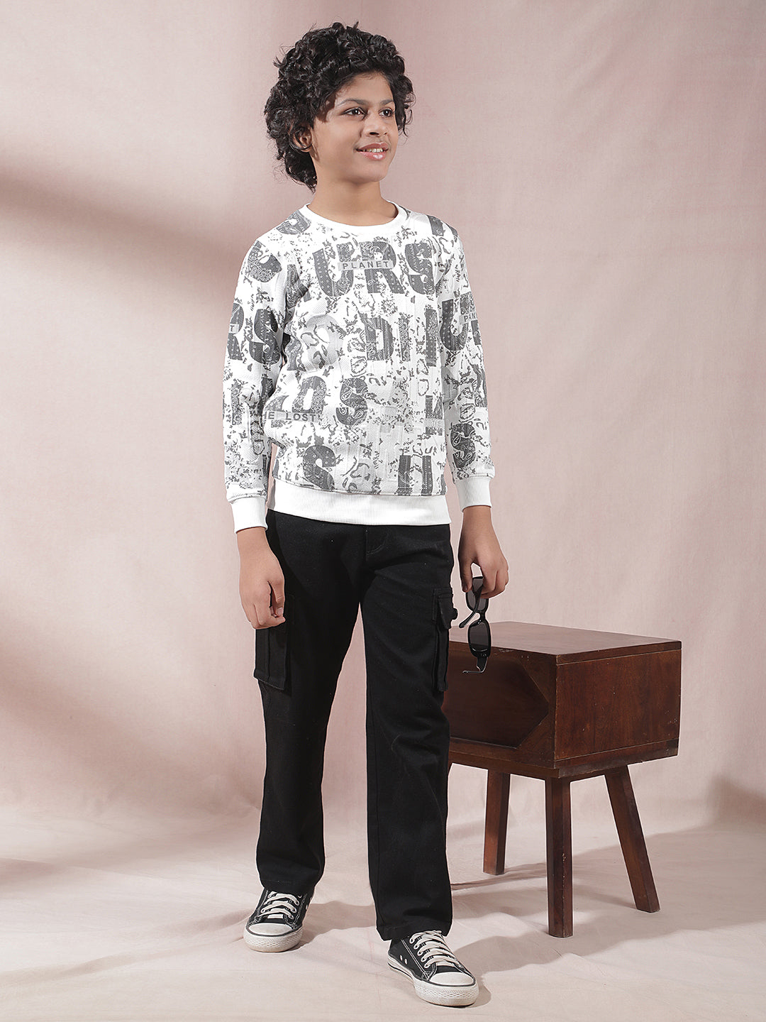 Cream Typographic Print Sweatshirt