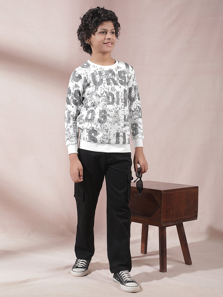 Cream Typographic Print Sweatshirt