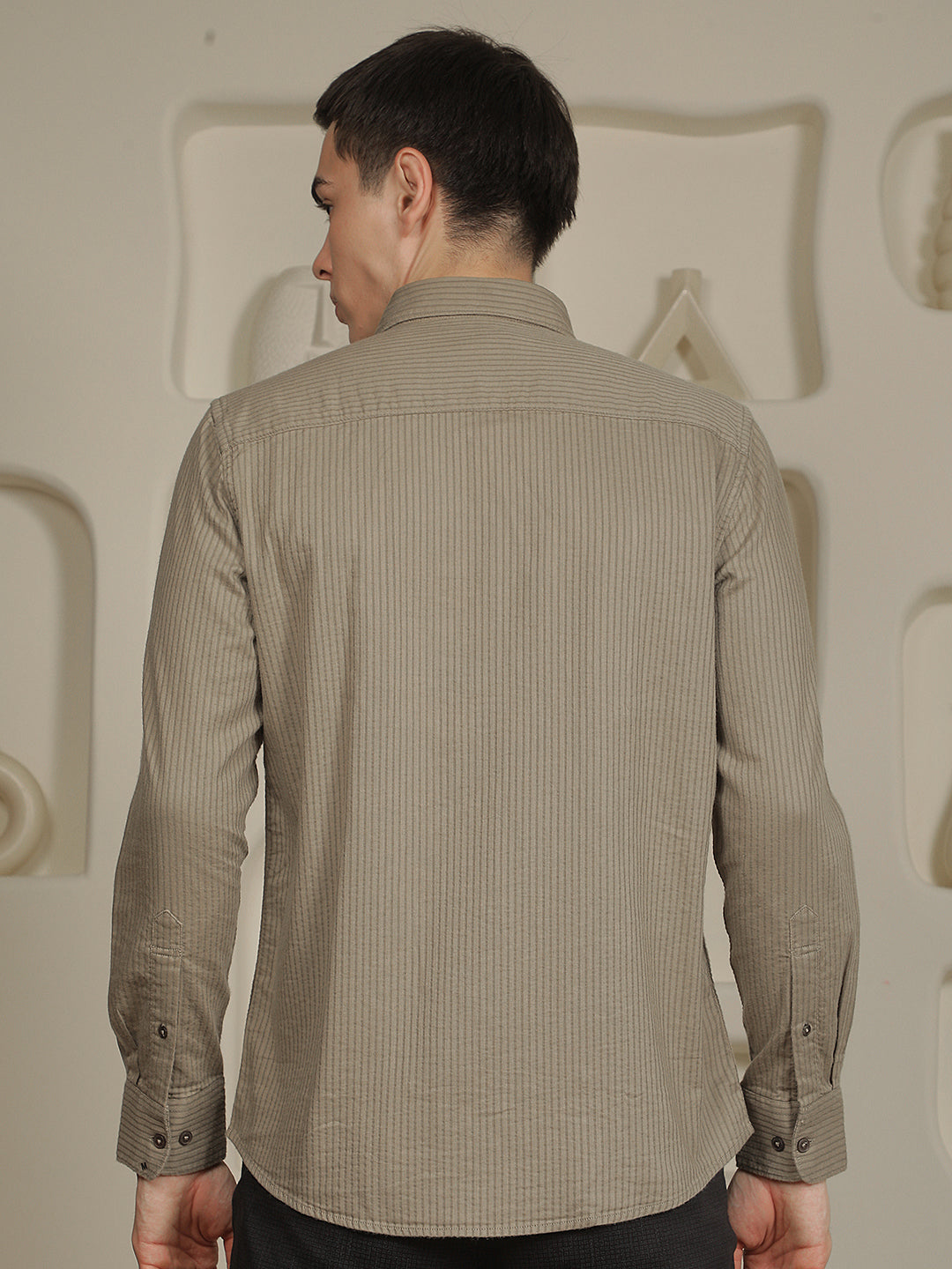 Modern Moss Green Striped Shirt
