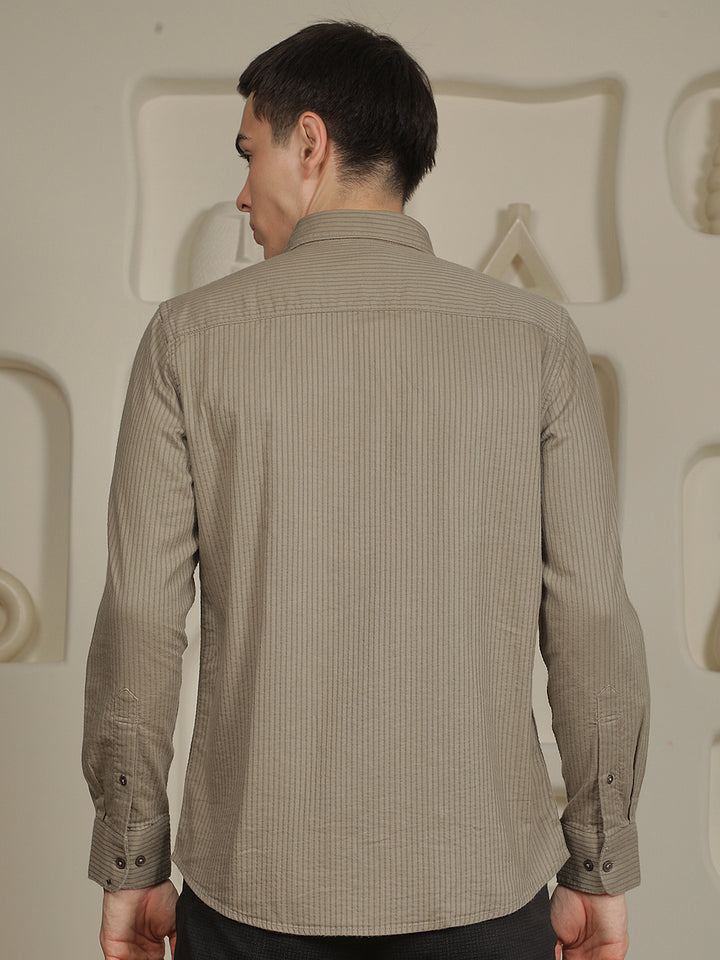 Modern Moss Green Striped Shirt