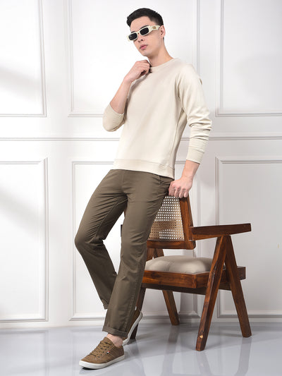 Beige Typographic Print Sweatshirt