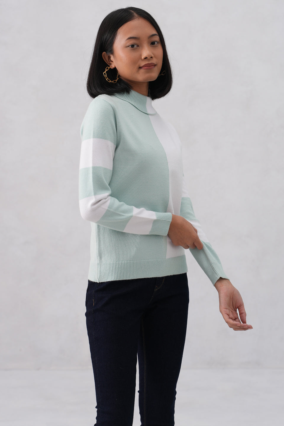 Mint Green Color-Block Sweater