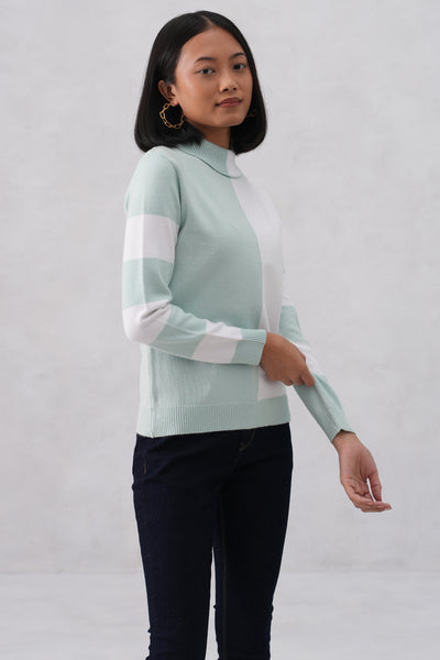 Mint Green Color-Block Sweater